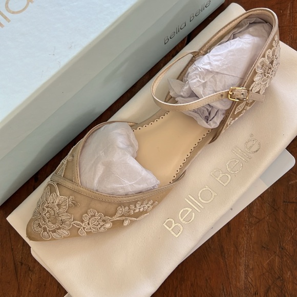 Bella Belle CELIA Lace D'Orsay Nude Flats for Wedding - Size 7.5.  Worn once! - Picture 2 of 11